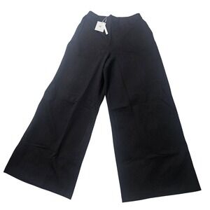 Milio-Milano Pants Womens XL Black Wide Leg Elastic Waist Pockets Italy